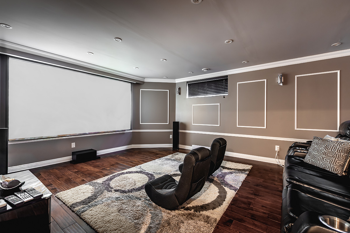 Modern Basement with Home Theater