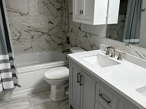Classic Marble-Inspired Bathroom
